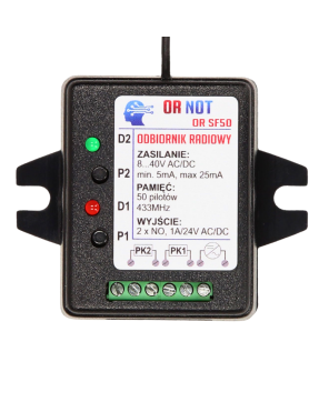 Odbiornik radiowy Somfy RTS  2-kanałowy 433,42 MHz, zasilanie 8–40 V AC/DC